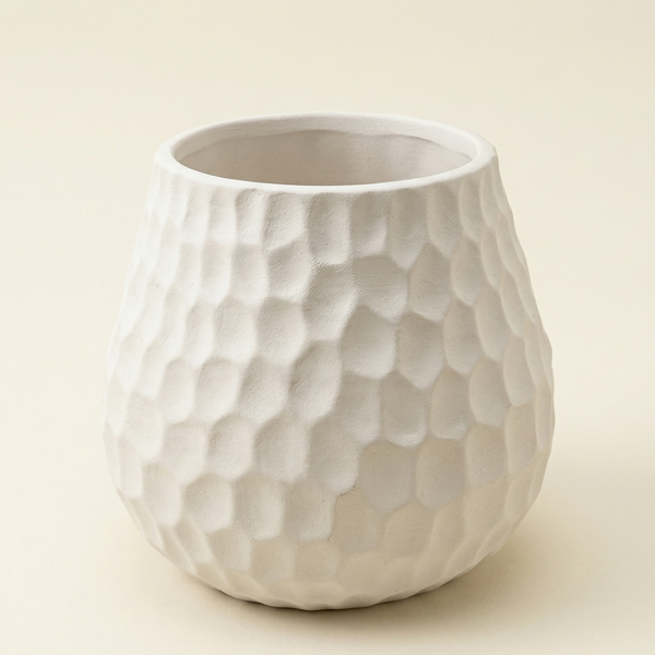 Honeycomb Kalabasa · Matte Ceramic · Baltas
